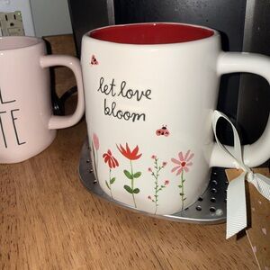 Rae Dunn Magenta Let Love Bloom Mug - White and Red